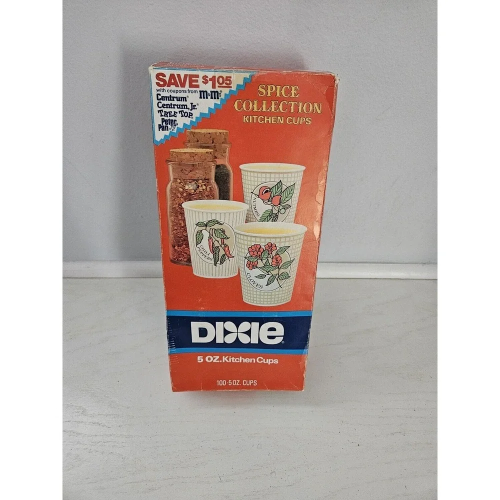 Vintage Dixie Cups Spice Collection 99Ct 5oz Old Stock/Open Box 1986 *READ*‎